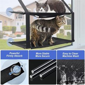 img 3 attached to 🐱 KizmetKare Cat Window Perch: Double Hammock Seat for Large Cats - Space Saving & Secure Window Mounted Bed with 6 Suction Cups