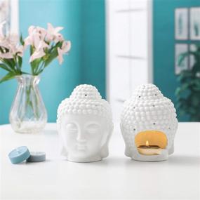 img 3 attached to ComSaf White Ceramic Buddha Head Essential Oil Burner - Aromatherapy Wax Melt Burners, Oil Diffuser, Tealight Candle Holders, Buddha Ornament for Yoga, Spa, Home, Bedroom Decor - Perfect Gift Idea