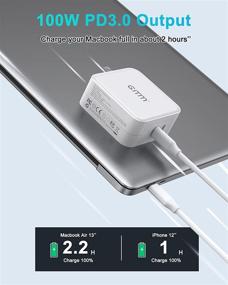 img 3 attached to 🔌 Высокомощный USB C Зарядное устройство: 100W PD 3.0 Адаптер с технологией GaN для USB-C ноутбуков/MacBook/Dell XPS/iPad Pro/iPhone/Samsung Galaxy и других