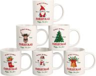 🎅 set of 6 christmas ceramic coffee mugs - festive xmas bell snowman christmas tree elk gnome designs - unique holiday gifts for birthdays, christmas, and winter logo