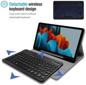 img 2 attached to 🔵 Backlit Keyboard Case for Galaxy Tab S7 11 inch [SM-T870, SM-T875] - 7 Color Light, Detachable Wireless Keyboard with PU Folio Stand Cover, Blue - 2020 Release