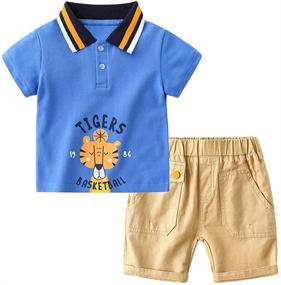 img 4 attached to 🌞 Cute Summer Outfits Sets for Kids Toddler Boys: Aimehonpe Shorts & Shirts Clothes