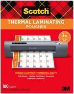 100-pack scotch thermal laminating pouches for letter size sheets (8.9 x 11.4 inches) - tp3854-100 logo