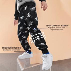 img 1 attached to 🦖 ZukoCert Boys Cartoon Print Dinosaur Pattern Cotton Jogger Pants 2-Pack for Kids 3-10Y