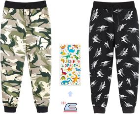img 3 attached to 🦖 ZukoCert Boys Cartoon Print Dinosaur Pattern Cotton Jogger Pants 2-Pack for Kids 3-10Y