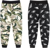 🦖 zukocert boys cartoon print dinosaur pattern cotton jogger pants 2-pack for kids 3-10y logo