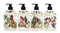 🌲 holiday greetings hand soap collection by home & body - 21.5 fl, infused with essential oils - holly berry, candy cane & pine forest (set of 4) logo
