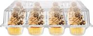 🧁 clear plastic mini cupcake containers (4 pack) - 12 compartment cupcake trays with tall lids for extra toppings & frosting - hinged lock mini cupcake clamshell for small cupcake storage - stock your home логотип