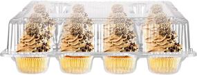 img 4 attached to 🧁 Clear Plastic Mini Cupcake Containers (4 Pack) - 12 Compartment Cupcake Trays with Tall Lids for Extra Toppings & Frosting - Hinged Lock Mini Cupcake Clamshell for Small Cupcake Storage - Stock Your Home