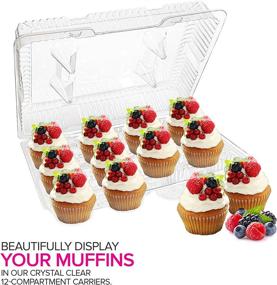 img 1 attached to 🧁 Clear Plastic Mini Cupcake Containers (4 Pack) - 12 Compartment Cupcake Trays with Tall Lids for Extra Toppings & Frosting - Hinged Lock Mini Cupcake Clamshell for Small Cupcake Storage - Stock Your Home