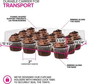 img 2 attached to 🧁 Clear Plastic Mini Cupcake Containers (4 Pack) - 12 Compartment Cupcake Trays with Tall Lids for Extra Toppings & Frosting - Hinged Lock Mini Cupcake Clamshell for Small Cupcake Storage - Stock Your Home