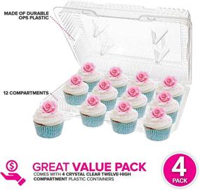 img 3 attached to 🧁 Clear Plastic Mini Cupcake Containers (4 Pack) - 12 Compartment Cupcake Trays with Tall Lids for Extra Toppings & Frosting - Hinged Lock Mini Cupcake Clamshell for Small Cupcake Storage - Stock Your Home