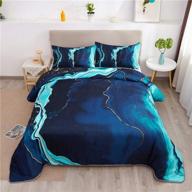 🌟 marble full/queen comforter sets - sweetdreaming blue gold line bedding sets - 3pc soft microfiber lightweight quilt sets - 90 x 90 inches (comforter x 1 pillowcases x 2) logo