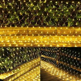 img 1 attached to 🎄 Christmas Decorative LED Net Lights - 380 LEDs Mesh Fairy String Lights, 11.8ft x 5.2ft, 8 Modes, ideal for Christmas Trees, Bushes, Weddings, Garden, Indoor & Outdoor Decorations - Warm White