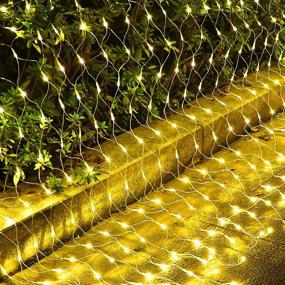 img 4 attached to 🎄 Christmas Decorative LED Net Lights - 380 LEDs Mesh Fairy String Lights, 11.8ft x 5.2ft, 8 Modes, ideal for Christmas Trees, Bushes, Weddings, Garden, Indoor & Outdoor Decorations - Warm White