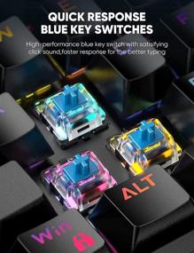 img 1 attached to 🔥 hiwings TKL Mechanical Keyboard: RGB Rainbow Backlit, 80% Compact Gaming Keyboard with Blue Switches for Windows/Mac, Type C Adapter & OTG Included (Black)