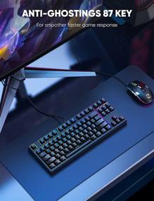 img 3 attached to 🔥 hiwings TKL Mechanical Keyboard: RGB Rainbow Backlit, 80% Compact Gaming Keyboard with Blue Switches for Windows/Mac, Type C Adapter & OTG Included (Black)