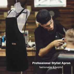 img 3 attached to 💈 Premium Hairdresser Apron: Professional Stylist Apron, Waterproof Hairdressing Coloring, Shampoo Haircuts Cloth Wrap - Black