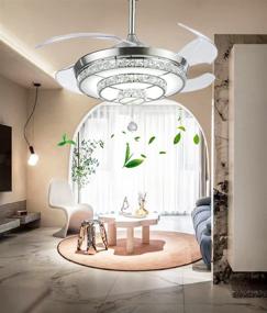 img 3 attached to Stylish and Functional Crystal Ceiling Fan with Light and Remote – 🔮 Chandelier Fan with Retractable Blades and LED Lights for Bedroom and Living Room Décor