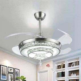 img 4 attached to Stylish and Functional Crystal Ceiling Fan with Light and Remote – 🔮 Chandelier Fan with Retractable Blades and LED Lights for Bedroom and Living Room Décor