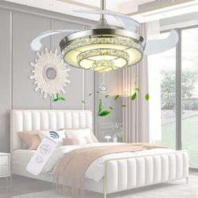 img 2 attached to Stylish and Functional Crystal Ceiling Fan with Light and Remote – 🔮 Chandelier Fan with Retractable Blades and LED Lights for Bedroom and Living Room Décor