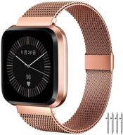 🌹 miohhr rose gold stainless steel bands for fitbit versa/fitbit versa 2/fitbit versa lite, breathable adjustable replacement wristband accessories, suitable for women and men logo