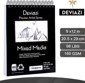 img 3 attached to 🎨 Deviazi Mixed Media Sketchbook: Premium 100-Sheet Acrylic Art Pad for Drawing, Painting & Watercolor - Spiral Bound Sketch Book