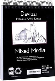 img 4 attached to 🎨 Deviazi Mixed Media Sketchbook: Premium 100-Sheet Acrylic Art Pad for Drawing, Painting & Watercolor - Spiral Bound Sketch Book