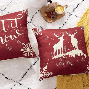 img 2 attached to 🎄 4-Pack of Dreamcountry 18x18 Inch Linen Christmas Pillow Covers - Festive Decorative Throw Pillow Covers for Home Christmas Decor, Sofa, Couch, Outdoor, and Farmhouse