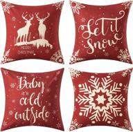 🎄 4-pack of dreamcountry 18x18 inch linen christmas pillow covers - festive decorative throw pillow covers for home christmas decor, sofa, couch, outdoor, and farmhouse logo