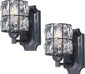 img 3 attached to 💡 Doraimi Set of 2 Prism Crystal Wall Sconce Lighting with Painting Black Finish - Modern LED Wall Light Fixture for Bath Room and Bed Room, Crystal Plate Shade