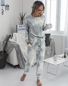 img 2 attached to YYW Women's Tie Dye Loungewear Long Sleeve Tops and Pants Pajama Set with Pockets
