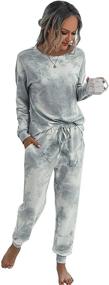 img 3 attached to YYW Women's Tie Dye Loungewear Long Sleeve Tops and Pants Pajama Set with Pockets