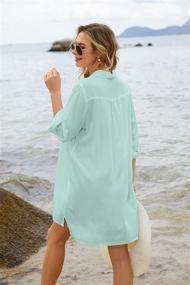 img 1 attached to 👙 Stylish & Versatile: Ekouaer Women's Beach Bikini Cover-up with Long Roll-up Sleeves - Perfect for Summer