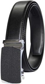 img 3 attached to 👖 Leather Ratchet Automatic Sliding Men's Belt - Barrier-Free Design