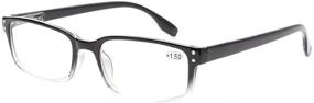 img 2 attached to 👓 Spring Hinge Rectangular Reading Glasses 5-Pack for Men and Women, Including Sun Readers