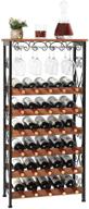 x-cosrack rustic floor wine rack shelf: надежная 6-ярдерная организатор винных бутылок с держателем для бокалов - отдельно стоящий, оригинальный дизайн для хранения вина в кухонном буфете - вмещает 30 бутылок логотип