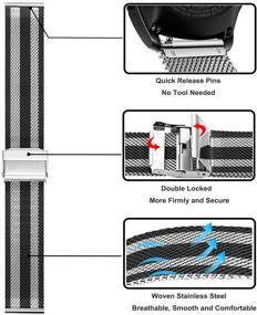 img 2 attached to 📿 TRUMiRR 20 мм нержавеющая сталь Watchband + сетчатый плетеный ремешок для Samsung Galaxy Watch 42 мм / Active 2 & Garmin Vivoactive 3 / Venu - 2 штуки