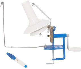 img 4 attached to 🧶 LAMXD Large Jumbo Metal Yarn Ball Winder - Hand Operated, 10-Ounce Capacity - with Thread Cutter Scissors - Blue and White - Ideal for Needlecraft, Wool, String, and Fiber