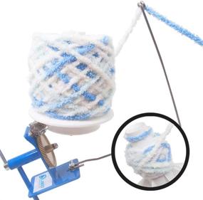 img 3 attached to 🧶 LAMXD Large Jumbo Metal Yarn Ball Winder - Hand Operated, 10-Ounce Capacity - with Thread Cutter Scissors - Blue and White - Ideal for Needlecraft, Wool, String, and Fiber