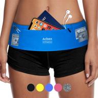 aqua blue slim running belt waist pack - ultra light fanny packs for men & women, fits all large phones, money belt waist bag for gym workout hiking travel, with strip fastener & concealed zipper logo