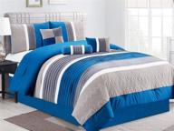 🛏️ shatex navy strips comforter set - ultra soft queen bedding with 2 pillow shams logo