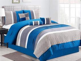 img 4 attached to 🛏️ Shatex Navy Strips Comforter Set - Ultra Soft Queen Bedding with 2 Pillow Shams