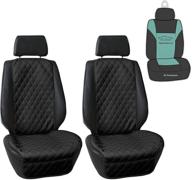 ffh group pu leather luxury diamond design car seat protectors, airbag compatible - universal fit for cars, trucks & suvs (black) with gift logo