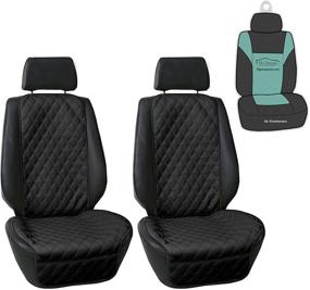 img 4 attached to FFH Group PU Leather Luxury Diamond Design Car Seat Protectors, Airbag Compatible - Universal Fit for Cars, Trucks & SUVs (Black) with Gift
