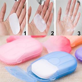 img 1 attached to 🧴 Portable Disposable Travel Hiking Hand Bath Toiletry Paper Soap Sheets (Random Color) - 6 Packs