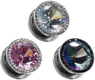 🔮 cooear crystal zircon gauges: stylish stretchers for ear plugs & tunnels, sizes 2g (6mm) to 5/8"(16mm) logo