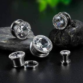 img 1 attached to 🔮 COOEAR Crystal Zircon Gauges: Stylish Stretchers for Ear Plugs & Tunnels, Sizes 2g (6mm) to 5/8"(16mm)