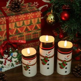 img 1 attached to 🕯️ Wondise Flameless Pillar Candles with Remote and Timer, Battery Operated 3D Flame Santa Decal, Warm White Light for Holiday Home Decoration, Set of 3, Dimensions: D2.2 x H4.4/5.4/6.4 Inch