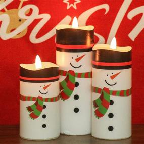 img 3 attached to 🕯️ Wondise Flameless Pillar Candles with Remote and Timer, Battery Operated 3D Flame Santa Decal, Warm White Light for Holiday Home Decoration, Set of 3, Dimensions: D2.2 x H4.4/5.4/6.4 Inch